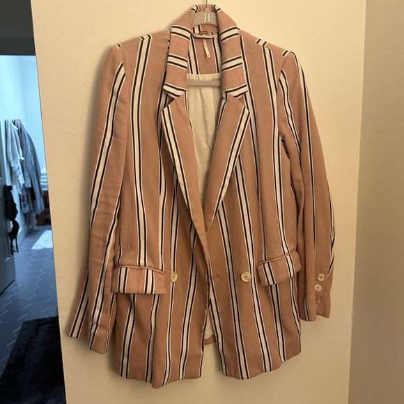Free People Uptown Girl Striped Oversized Blazer XS - Picture 4 of 9